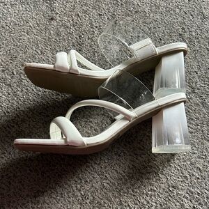 Anne Klein Freda white with white/clear ombre heel